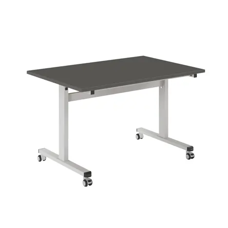 Pro Flip Rectangular Table - W1200 x D800 x H725mm - White Legs - Onyx Grey
